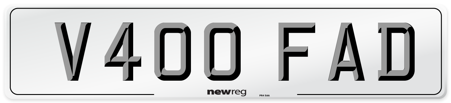 V400 FAD Number Plate from New Reg